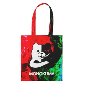 Сумка 3D повседневная с принтом MONOKUMA. в Курске, 100% полиэстер | Плотность: 200 г/м2; Размер: 34×35 см; Высота лямок: 30 см | anime | bear | black  white | danganronpa | kurokuma | monodam | monokuma | monomi | monotaro | pink | rabbit | school | shirokuma | аниме | главарь | мoноми | монокума | черно белый | школа