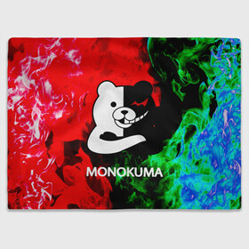 Плед 3D с принтом MONOKUMA. в Курске, 100% полиэстер | закругленные углы, все края обработаны. Ткань не мнется и не растягивается | Тематика изображения на принте: anime | bear | black  white | danganronpa | kurokuma | monodam | monokuma | monomi | monotaro | pink | rabbit | school | shirokuma | аниме | главарь | мoноми | монокума | черно белый | школа