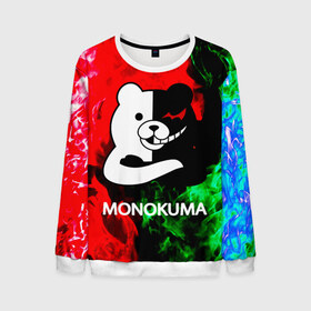 Мужской свитшот 3D с принтом MONOKUMA. в Курске, 100% полиэстер с мягким внутренним слоем | круглый вырез горловины, мягкая резинка на манжетах и поясе, свободная посадка по фигуре | anime | bear | black  white | danganronpa | kurokuma | monodam | monokuma | monomi | monotaro | pink | rabbit | school | shirokuma | аниме | главарь | мoноми | монокума | черно белый | школа