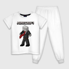 Детская пижама хлопок с принтом Слендермен - Minecraft в Курске, 100% хлопок |  брюки и футболка прямого кроя, без карманов, на брюках мягкая резинка на поясе и по низу штанин
 | 