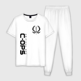 Мужская пижама хлопок с принтом Critical Ops в Курске, 100% хлопок | брюки и футболка прямого кроя, без карманов, на брюках мягкая резинка на поясе и по низу штанин
 | 