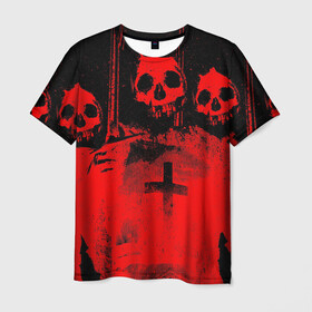 Мужская футболка 3D с принтом Анархия в Курске, 100% полиэфир | прямой крой, круглый вырез горловины, длина до линии бедер | 666 | анархия | зло | крест | тьма | черепа