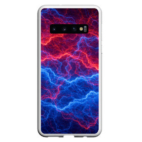 Чехол для Samsung Galaxy S10 с принтом Молнии Огонь и лед в Курске, Силикон | Область печати: задняя сторона чехла, без боковых панелей | Тематика изображения на принте: fire | texture | абстракция | граффити | краски | лед | линии | огонь | огонь и лед | текстура | уличный стиль | яркая