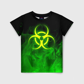 Детская футболка 3D с принтом BIOHAZARD в Курске, 100% гипоаллергенный полиэфир | прямой крой, круглый вырез горловины, длина до линии бедер, чуть спущенное плечо, ткань немного тянется | Тематика изображения на принте: biohazard | radiation | re | re3 | residenr evil | toxic | virusвирус | world war z | биохазард | обитель зла | радиация | токсик | эпидемия