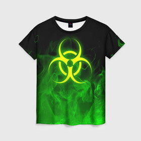 Женская футболка 3D с принтом BIOHAZARD в Курске, 100% полиэфир ( синтетическое хлопкоподобное полотно) | прямой крой, круглый вырез горловины, длина до линии бедер | biohazard | radiation | re | re3 | residenr evil | toxic | virusвирус | world war z | биохазард | обитель зла | радиация | токсик | эпидемия