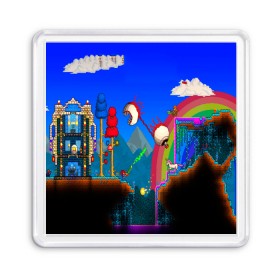 Магнит 55*55 с принтом TERRARIA GAME в Курске, Пластик | Размер: 65*65 мм; Размер печати: 55*55 мм | Тематика изображения на принте: game | pixel | terraria | игра | пиксель | террариа