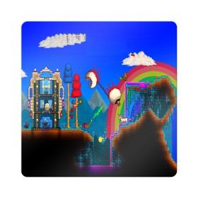 Магнит виниловый Квадрат с принтом TERRARIA GAME в Курске, полимерный материал с магнитным слоем | размер 9*9 см, закругленные углы | Тематика изображения на принте: game | pixel | terraria | игра | пиксель | террариа