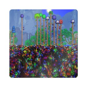 Магнит виниловый Квадрат с принтом TERRARIA в Курске, полимерный материал с магнитным слоем | размер 9*9 см, закругленные углы | Тематика изображения на принте: game | pixel | terraria | игра | пиксель | террариа