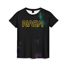 Женская футболка 3D с принтом NASA Vision Mission and Core Values (на спине) в Курске, 100% полиэфир ( синтетическое хлопкоподобное полотно) | прямой крой, круглый вырез горловины, длина до линии бедер | 