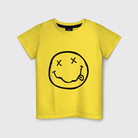 Детская футболка хлопок с принтом NIRVANA (+ на спине) в Курске, 100% хлопок | круглый вырез горловины, полуприлегающий силуэт, длина до линии бедер | cobain | kurt | nirvana | кобейн | курт | нирвана | смайл | улыбка