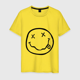 Мужская футболка хлопок с принтом NIRVANA (+ на спине) в Курске, 100% хлопок | прямой крой, круглый вырез горловины, длина до линии бедер, слегка спущенное плечо. | cobain | kurt | nirvana | кобейн | курт | нирвана | смайл | улыбка