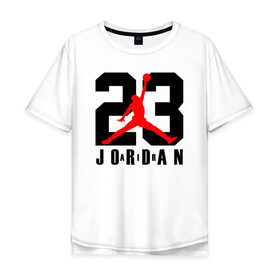 Мужская футболка хлопок Oversize с принтом MICHAEL JORDAN (23) в Курске, 100% хлопок | свободный крой, круглый ворот, “спинка” длиннее передней части | 