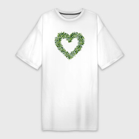 Платье-футболка хлопок с принтом Сердце из ландышей в Курске,  |  | Тематика изображения на принте: 14 февраля | 8 марта | валентинов день | венок | весна | влюблен | влюбленность | влюбленные | вместе навсегда | девичник | девушке | день влюбленных | для жены | ла | любимая | любимый | люблю