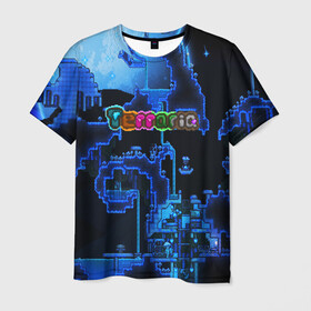 Мужская футболка 3D с принтом Terraria в Курске, 100% полиэфир | прямой крой, круглый вырез горловины, длина до линии бедер | game | pixel | terraria | игра | пиксель | террариа