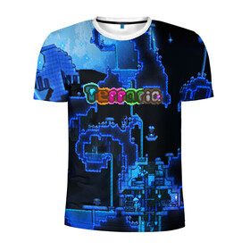 Мужская футболка 3D спортивная с принтом Terraria в Курске, 100% полиэстер с улучшенными характеристиками | приталенный силуэт, круглая горловина, широкие плечи, сужается к линии бедра | game | pixel | terraria | игра | пиксель | террариа