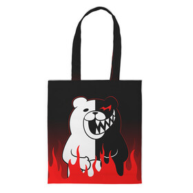 Шоппер 3D с принтом MONOKUMA в Курске, 100% полиэстер | Плотность: 200 г/м2; Размер: 34×35 см; Высота лямок: 30 см | anime | bear | black  white | danganronpa | kurokuma | monodam | monokuma | monomi | monotaro | rabbit | school | shirokuma | аниме | главарь | мoноми | монокума | черно белый | школа