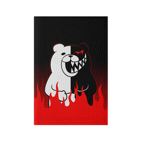 Обложка для паспорта матовая кожа с принтом MONOKUMA в Курске, натуральная матовая кожа | размер 19,3 х 13,7 см; прозрачные пластиковые крепления | Тематика изображения на принте: anime | bear | black  white | danganronpa | kurokuma | monodam | monokuma | monomi | monotaro | rabbit | school | shirokuma | аниме | главарь | мoноми | монокума | черно белый | школа