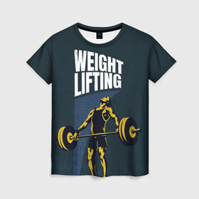 Женская футболка 3D с принтом Wheight lifting в Курске, 100% полиэфир ( синтетическое хлопкоподобное полотно) | прямой крой, круглый вырез горловины, длина до линии бедер | lifting | wheight lifting | wheightlifting | тяжелая атлетика | штанга | штангист