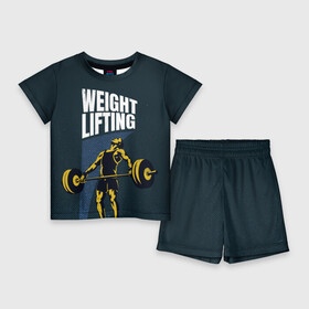 Детский костюм с шортами 3D с принтом Wheight lifting в Курске,  |  | lifting | wheight lifting | wheightlifting | тяжелая атлетика | штанга | штангист