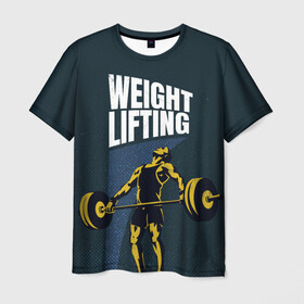 Мужская футболка 3D с принтом Wheight lifting в Курске, 100% полиэфир | прямой крой, круглый вырез горловины, длина до линии бедер | Тематика изображения на принте: lifting | wheight lifting | wheightlifting | тяжелая атлетика | штанга | штангист