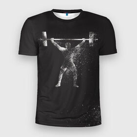 Мужская футболка 3D спортивная с принтом Атлет в Курске, 100% полиэстер с улучшенными характеристиками | приталенный силуэт, круглая горловина, широкие плечи, сужается к линии бедра | lifting | wheight lifting | wheightlifting | тяжелая атлетика | штанга | штангист