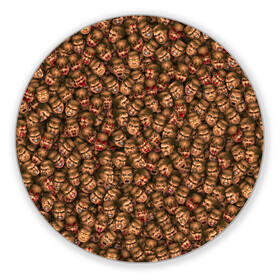 Коврик для мышки круглый с принтом Doomguy Classic в Курске, резина и полиэстер | круглая форма, изображение наносится на всю лицевую часть | doom | pixel | дум | думгай | кровь | лицо | паттерн | ретро