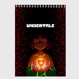 Скетчбук с принтом UNDERTALE CHARA в Курске, 100% бумага
 | 48 листов, плотность листов — 100 г/м2, плотность картонной обложки — 250 г/м2. Листы скреплены сверху удобной пружинной спиралью | asriel dreemurr | chara | frisk | gaster blaster | sans | undertale | азриэль дримурр | андертейл | андрайн | гастер | меттатон | санс | фриск | чара