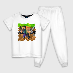 Детская пижама хлопок с принтом MINECRAFT в Курске, 100% хлопок |  брюки и футболка прямого кроя, без карманов, на брюках мягкая резинка на поясе и по низу штанин
 | block | creeper | cube | minecraft | pixel | блок | геометрия | крафт | крипер | кубики | майнкрафт | пиксели