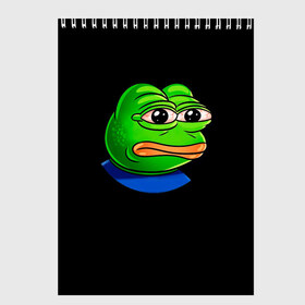 Скетчбук с принтом Frog в Курске, 100% бумага
 | 48 листов, плотность листов — 100 г/м2, плотность картонной обложки — 250 г/м2. Листы скреплены сверху удобной пружинной спиралью | animal | frog | head | meme | голова | животные | лягушка | мем | прикол | юмор