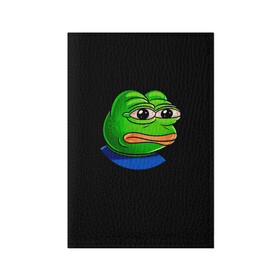 Обложка для паспорта матовая кожа с принтом Frog в Курске, натуральная матовая кожа | размер 19,3 х 13,7 см; прозрачные пластиковые крепления | animal | frog | head | meme | голова | животные | лягушка | мем | прикол | юмор