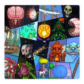Магнитный плакат 3Х3 с принтом Terraria allpic в Курске, Полимерный материал с магнитным слоем | 9 деталей размером 9*9 см | Тематика изображения на принте: game | pixel | terraria | игра | пиксель | террариа