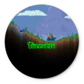 Коврик для мышки круглый с принтом terraria game в Курске, резина и полиэстер | круглая форма, изображение наносится на всю лицевую часть | game | pixel | terraria | игра | пиксель | террариа