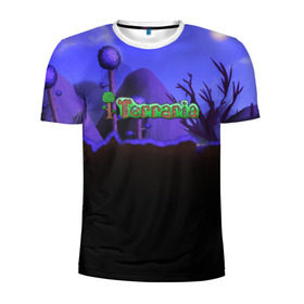 Мужская футболка 3D спортивная с принтом TERRARIA в Курске, 100% полиэстер с улучшенными характеристиками | приталенный силуэт, круглая горловина, широкие плечи, сужается к линии бедра | game | pixel | terraria | игра | пиксель | террариа