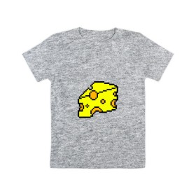 Детская футболка хлопок с принтом Сыр-пиксели в Курске, 100% хлопок | круглый вырез горловины, полуприлегающий силуэт, длина до линии бедер | 