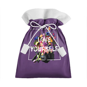 Подарочный 3D мешок с принтом Love Yourself в Курске, 100% полиэстер | Размер: 29*39 см | bangtan | bighit | boy | fake love | j hope | jimin | jin | jungkook | korea | kpop | live | luv | mic drop | rm | suga | v | with | бтс | кей | поп