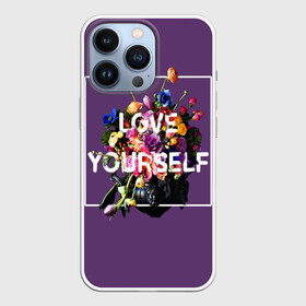Чехол для iPhone 13 Pro с принтом Love Yourself в Курске,  |  | Тематика изображения на принте: bangtan | bighit | boy | fake love | j hope | jimin | jin | jungkook | korea | kpop | live | luv | mic drop | rm | suga | v | with | бтс | кей | поп