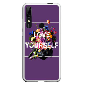 Чехол для Honor P Smart Z с принтом Love Yourself в Курске, Силикон | Область печати: задняя сторона чехла, без боковых панелей | Тематика изображения на принте: bangtan | bighit | boy | fake love | j hope | jimin | jin | jungkook | korea | kpop | live | luv | mic drop | rm | suga | v | with | бтс | кей | поп