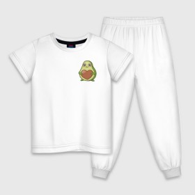 Детская пижама хлопок с принтом Avocado Heart в Курске, 100% хлопок |  брюки и футболка прямого кроя, без карманов, на брюках мягкая резинка на поясе и по низу штанин
 | Тематика изображения на принте: avocado | heart | sticker | vegan | vegetarian | авокадо | веган | вегетарианство | сердце | стикер