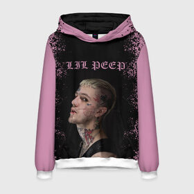 Мужская толстовка 3D с принтом LiL PEEP в Курске, 100% полиэстер | двухслойный капюшон со шнурком для регулировки, мягкие манжеты на рукавах и по низу толстовки, спереди карман-кенгуру с мягким внутренним слоем. | lil peep | lil prince | pink | зарубежная музыка | лил пип | маленький принц