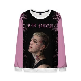 Мужской свитшот 3D с принтом LiL PEEP в Курске, 100% полиэстер с мягким внутренним слоем | круглый вырез горловины, мягкая резинка на манжетах и поясе, свободная посадка по фигуре | lil peep | lil prince | pink | зарубежная музыка | лил пип | маленький принц