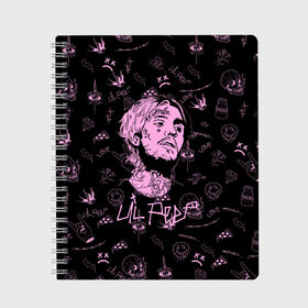 Тетрадь с принтом LIL PEEP в Курске, 100% бумага | 48 листов, плотность листов — 60 г/м2, плотность картонной обложки — 250 г/м2. Листы скреплены сбоку удобной пружинной спиралью. Уголки страниц и обложки скругленные. Цвет линий — светло-серый
 | lil peep | lil prince | pink | зарубежная музыка | лил пип | маленький принц