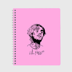 Тетрадь с принтом LIL PEEP в Курске, 100% бумага | 48 листов, плотность листов — 60 г/м2, плотность картонной обложки — 250 г/м2. Листы скреплены сбоку удобной пружинной спиралью. Уголки страниц и обложки скругленные. Цвет линий — светло-серый
 | lil peep | lil prince | pink | зарубежная музыка | лил пип | маленький принц