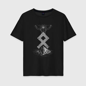 Женская футболка хлопок Oversize с принтом Один в Курске, 100% хлопок | свободный крой, круглый ворот, спущенный рукав, длина до линии бедер
 | бог | горы | легенда | магия | один | рисунок | руна | скандинавия