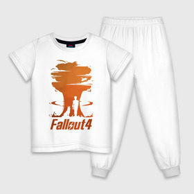 Детская пижама хлопок с принтом Fallout 4 в Курске, 100% хлопок |  брюки и футболка прямого кроя, без карманов, на брюках мягкая резинка на поясе и по низу штанин
 | Тематика изображения на принте: art | dog | drone | explosion | fallout | fallout 4 | game | man | арт | взрыв | дрон | игра | собака | фоллаут | фоллаут 4 | человек