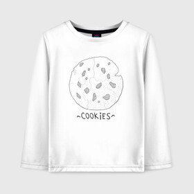 Детский лонгслив хлопок с принтом Cookies в Курске, 100% хлопок | круглый вырез горловины, полуприлегающий силуэт, длина до линии бедер | cookies | графика | кофе | печенье | печеньки | постирония | прикольные картинки | сладости | чай