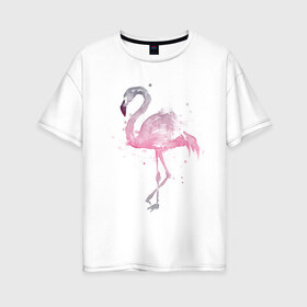 Женская футболка хлопок Oversize с принтом Flamingo в Курске, 100% хлопок | свободный крой, круглый ворот, спущенный рукав, длина до линии бедер
 | абстракция | акварель | арт | градиент | животные | минимализм | птицы | фламинго | экзотика | экзотические животные | экзотические птицы