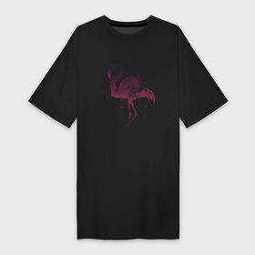 Платье-футболка хлопок с принтом Flamingo в Курске,  |  | абстракция | акварель | арт | градиент | животные | минимализм | птицы | фламинго | экзотика | экзотические животные | экзотические птицы
