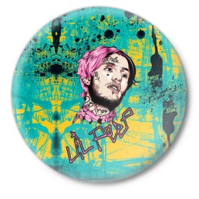 Значок с принтом Lil Peep в Курске,  металл | круглая форма, металлическая застежка в виде булавки | lil | peep | автор | модель | певец | рэпер | хип хоп | эмо рэп.
