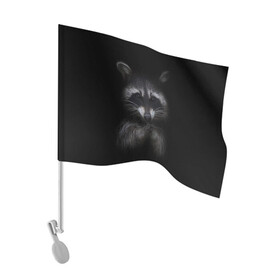 Флаг для автомобиля с принтом енот в Курске, 100% полиэстер | Размер: 30*21 см | енот | енот хайп | еноты | животные | лайв тудей