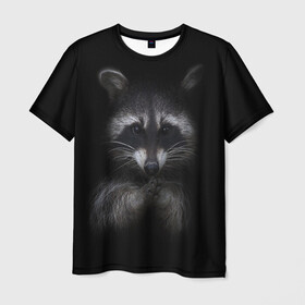 Мужская футболка 3D с принтом енот в Курске, 100% полиэфир | прямой крой, круглый вырез горловины, длина до линии бедер | енот | енот хайп | еноты | животные | лайв тудей
